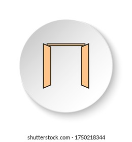 Round button for web icon, Door, open, icon. Button banner round, badge interface for application illustration