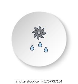 Round button for web icon, drops, saw, eco. Button banner round, badge interface for application illustration