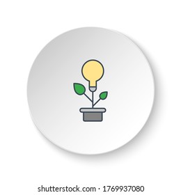 Round button for web icon, eco energy, lamp, plants . Button banner round, badge interface for application illustration