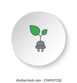 Round button for web icon, ecology and environment. Button banner round, badge interface for application illustration