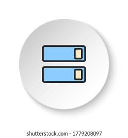 Round button for web icon, enable, on, switch. Button banner round, badge interface for application illustration
