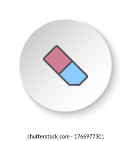 Round button for web icon, eraser. Button banner round, badge interface for application illustration
