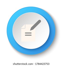 Round button for web icon, file, pencil. Button banner round, badge interface for application illustration