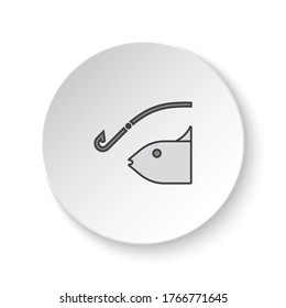 Round button for web icon, Fishing. Button banner round, badge interface for application illustration