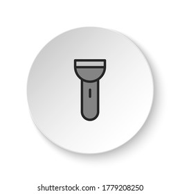 Round button for web icon, flashlight. Button banner round, badge interface for application illustration
