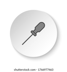 Round button for web icon, flat blade, screwdriver. Button banner round, badge interface for application illustration