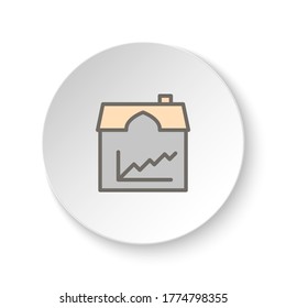 Botón de redondeo para icono web, crecimiento, mercado, precio, bienes raíces. Banner de botón redondo, interfaz de placa para ilustración de aplicación