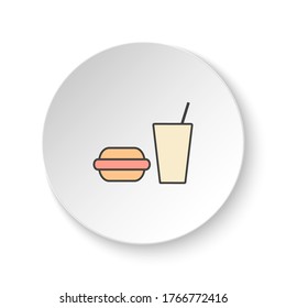 Round button for web icon, Gum burger, drink. Button banner round, badge interface for application illustration