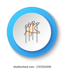 Round button for web icon, Hand, puppet, theater. Button banner round, badge interface for application illustration
