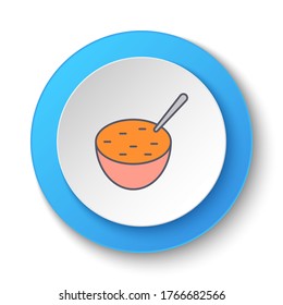 Round button for web icon, hot soup. Button banner round, badge interface for application illustration