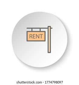 Round button for web icon, house, property, sold. Button banner round, badge interface for application illustration