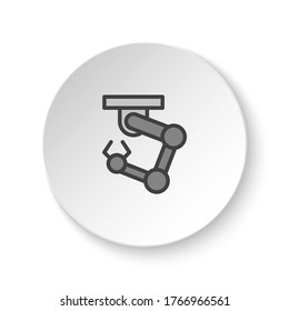 Round button for web icon, hydraulic arm, industrial arm. Button banner round, badge interface for application illustration