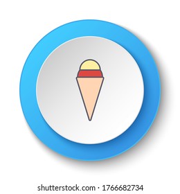 Round button for web icon, ice cream. Button banner round, badge interface for application illustration