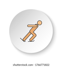 Round button for web icon, Ice skating athlete. Button banner round, badge interface for application illustration