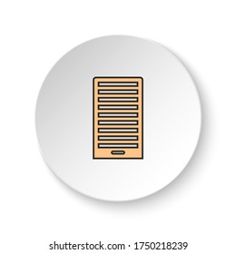 Botón redondo para icono web, Jalousie, mercado, puerta, icono. Banner de botón redondo, interfaz de placa para ilustración de aplicación