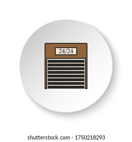 Round button for web icon, Jalousie, market, door, icon. Button banner round, badge interface for application illustration