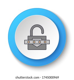 Runde Taste für Web-Icon. Schlüssel, Schloss, Kennwort. Button-Banner rund, Abzeichen-Schnittstelle für Anwendungsdarstellung