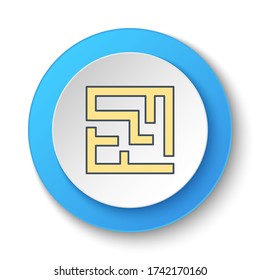 Round button for web icon. Labyrinth, way, road. Button banner round, badge interface for application illustration