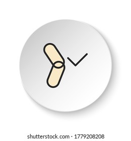 Round button for web icon, link, url, verify. Button banner round, badge interface for application illustration