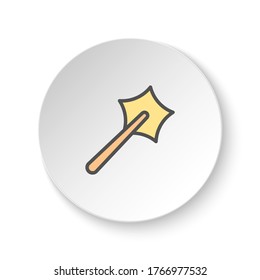 Round button for web icon, magic, wand, wizard. Button banner round, badge interface for application illustration