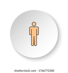 Round button for web icon, Man. Button banner round, badge interface for application illustration
