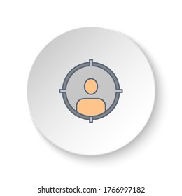 Round button for web icon, man, target. Button banner round, badge interface for application illustration