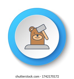 Round button for web icon. Mole game, whack, retro, arcade. Button banner round, badge interface for application illustration