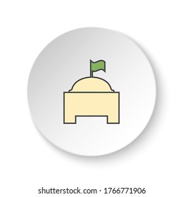 Round button for web icon, Monumental building. Button banner round, badge interface for application illustration