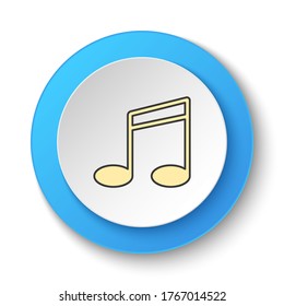 Round button for web icon, Music, note. Button banner round, badge interface for application illustration