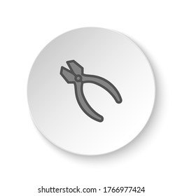 Round button for web icon, nippers, repair. Button banner round, badge interface for application illustration