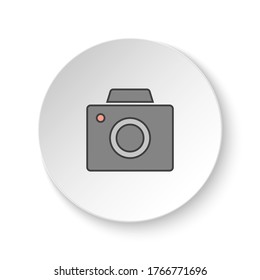 Round button for web icon, Old digital camera. Button banner round, badge interface for application illustration