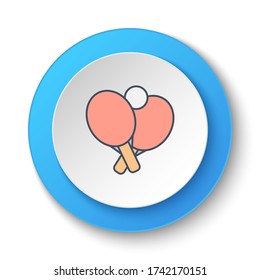 Round button for web icon. Ping pong, racket, table tennis. Button banner round, badge interface for application illustration