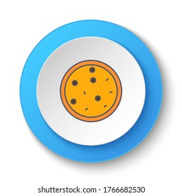 Round button for web icon, pizza. Button banner round, badge interface for application illustration