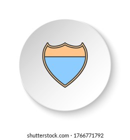 Botón de redondeo para icono web, placa de metal de la policía. Banner de botón redondo, interfaz de placa para ilustración de aplicación