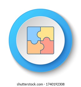 Round button for web icon. Puzzle, strategy vector icon. Button banner round, badge interface for application illustration