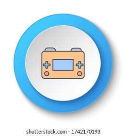 Round button for web icon. Retro, arcade, game console. Button banner round, badge interface for application illustration