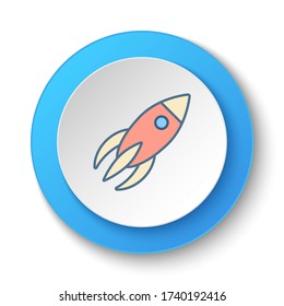 Round button for web icon. Rocket, spaceship vector icon. Button banner round, badge interface for application illustration