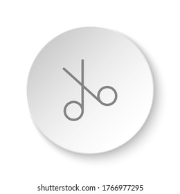 Round button for web icon, scissors. Button banner round, badge interface for application illustration