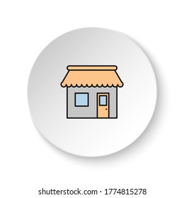 Round button for web icon, shopping, store. Button banner round, badge interface for application illustration