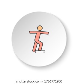 Round button for web icon, Skateboard. Button banner round, badge interface for application illustration