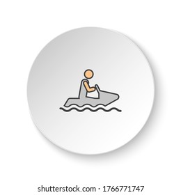 Round button for web icon, Snow motorbike. Button banner round, badge interface for application illustration