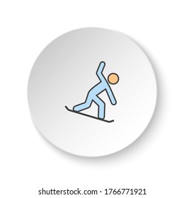 Round button for web icon, Snowboard. Button banner round, badge interface for application illustration