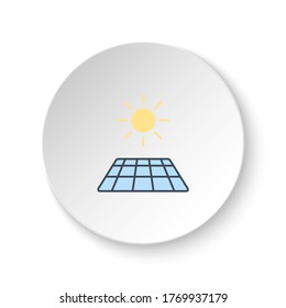 Round button for web icon, solar, sun, charger. Button banner round, badge interface for application illustration
