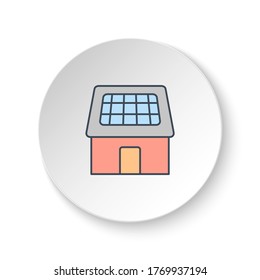 Round button for web icon, solar, home, charger. Button banner round, badge interface for application illustration