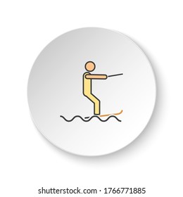Round button for web icon, Surf sea. Button banner round, badge interface for application illustration