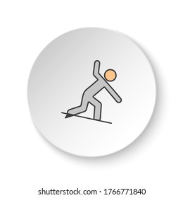 Round button for web icon, Surfer. Button banner round, badge interface for application illustration