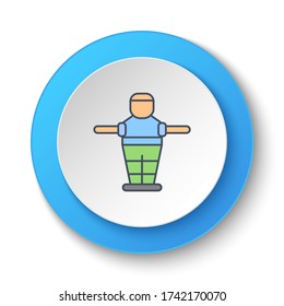 Round button for web icon. Table football, game, retro, arcade. Button banner round, badge interface for application illustration