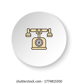 Round button for web icon, telephone. Button banner round, badge interface for application illustration