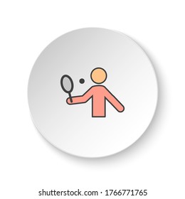 Round button for web icon, Tennis, man. Button banner round, badge interface for application illustration