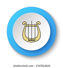 Round button for web icon, Theater lyre. Button banner round, badge interface for application illustration